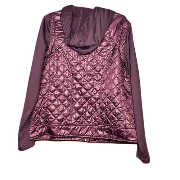 BKE Sport Woman's Shiny Metallic Plum Zip Up Hooded Jacket Size XL - Picture 7 of 7